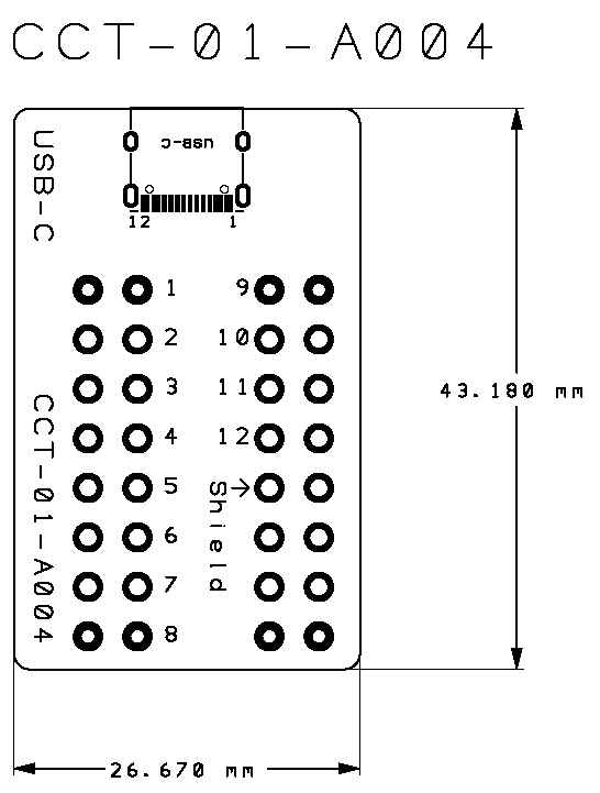 Dimension size for CCT-01-A004 USB-C socket